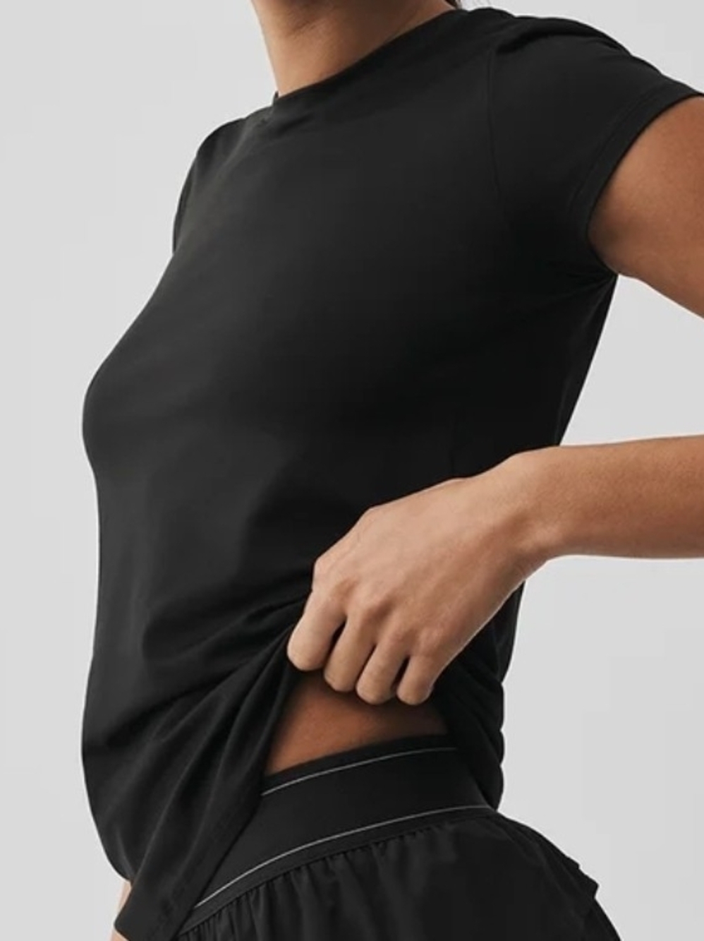 ALO Yoga Black Short Sleeve Crewneck Top